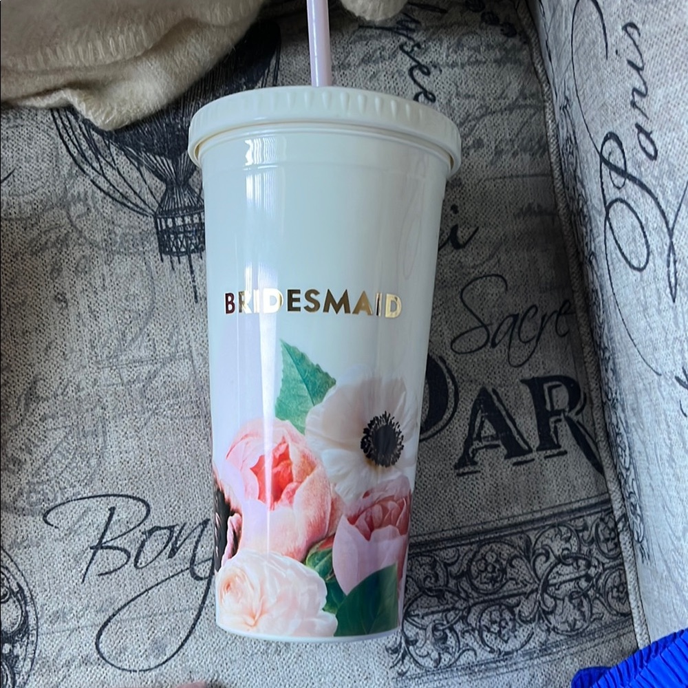 Kate Spade Bridesmaid Floral Reusable Tumbler - White with Pink Floral